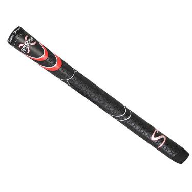 Imagem de SuperStroke Cross Conforto Golfe Club Grip | Poliuretano macio e aderente que aumenta a tração | Superfície em estilo X e antiderrapante | Rode mais rápido e quadrado o Clubface Mais Naturalmente, Black/Red, Midsize