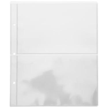 Imagem de LALAFINA Capas de fichário para colecionadores, 1 saco de páginas transparentes de 2 bolsos para fichário de três anéis refil de páginas de fichário de plástico para álbum de notas