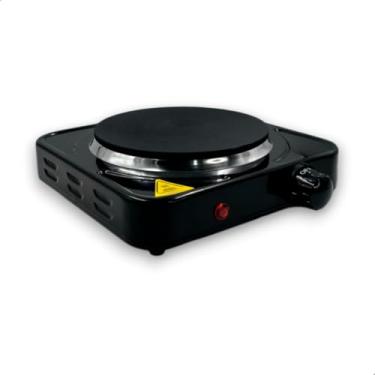 Imagem de Fogão Elétrico Portátil 2 Bocas Cooktop de Mesa Inox com Controle de Temperatura 1000W 2000W(Fogão 1 Boca Preto 110v)