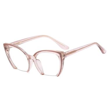 Imagem de Armação de óculos estilo olho de gato retrô sem aro, armação anti-luz azul masculina (champanhe)