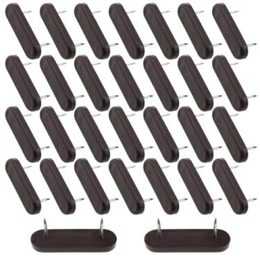 Imagem de LUORNG 30 Peças 50X16X6 Mm Cabeça De Plástico Marrom Pinos Duplos Oval Espessado Pino Chão Móveis Pé Cama Saia Fixação Cadeira Perna Deslizante