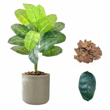 Imagem de Planta Artificial Comigo Ninguém Pode + Vaso Bojo Decoração - Flor Imp