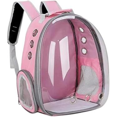 Imagem de Mochila de Transporte para Pets com Visor Panorâmico – Bolsa Astronauta Ventilada para Cães e Gatos | Conforto e Segurança em Passeios (Rosa)