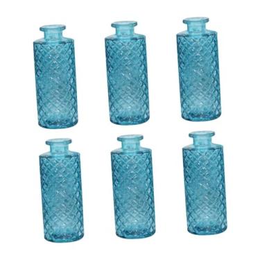 Imagem de Ｂｅｓｇａ 6 peças de vasos de vidro para arranjos florais, centro de mesa, acessório floral simples, mini vasos de flores para sala de estar, Céu Azul
