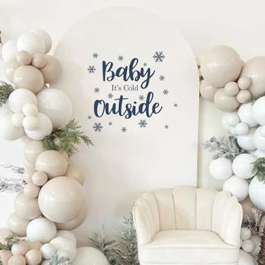 Imagem de ZAIBIANHAO Decalque Baby It's Cold Outside - Sinal de floco de neve, decoração de chá de bebê de inverno, revelação de gênero no país das maravilhas do inverno, adesivo de Natal para adereços de fotos