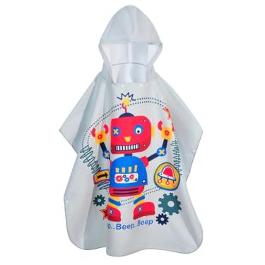 Imagem de MADDY'S HOME Toalha de praia infantil com capuz - Poncho de algodão absorvente super macio para meninos e meninas, uso na piscina e na praia, de crianças a adolescentes (3 a 13 anos) (robô)