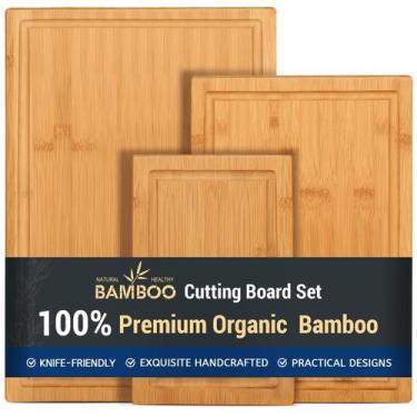 Imagem de Tábua de corte Hiware Bamboo de 3 peças com Juice Groove
