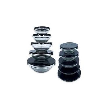 Imagem de Conjunto de 5 Potes de Vidro Herméticos com Tampa, Vedação Alta, 22 x 22 x 22 cm, Tampa Rosa