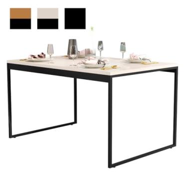 Imagem de Mesa de Jantar Industrial 120x80 cm, Tampo em MDF, Estrutura em Aço com Pintura Epóxi, Altura Ajustável, Design Moderno para Sala de Jantar ou Cozinha (Off White/Preto)