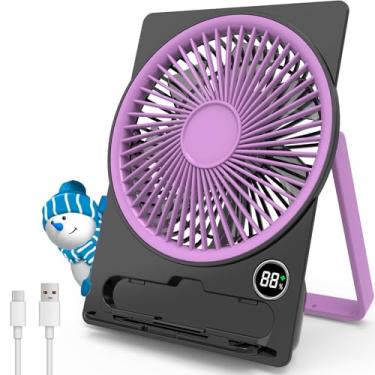Imagem de Mik-Nana Ventilador de mesa portátil, vento forte, ventilador pessoal ultra silencioso pequeno com inclinação de 180° e 6 velocidades ajustáveis, ventilador de viagem para quarto, escritório, cruzeiro