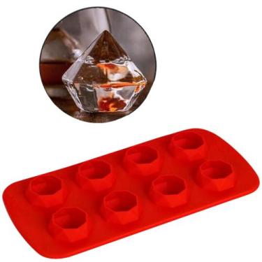 Imagem de Forma De Gelo Silicone Wellmix Vermelho Diamante 8 Cavidades