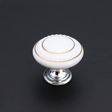 Imagem de Puxador de cerâmica simples para cômoda de cozinha, puxadores de armário redondos de liga de zinco, base de armário, gaveta, 3 parafusos