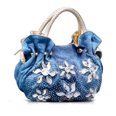 Imagem de QTKJ Bolsa jeans, bolsa de ombro macia, bolsa de mão para mulheres, férias, viagens, combinação diária (estilo 421)