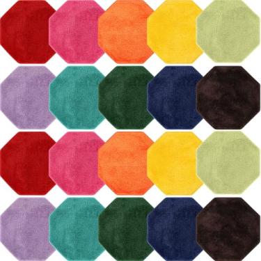 Imagem de Nuogo 20 peças de tapetes para crianças loucos assentos circulares 45,7 cm arco-íris redondo tapetes macios quentes coloridos almofadas de chão para casa, escola, sala de aula, história, atividades em