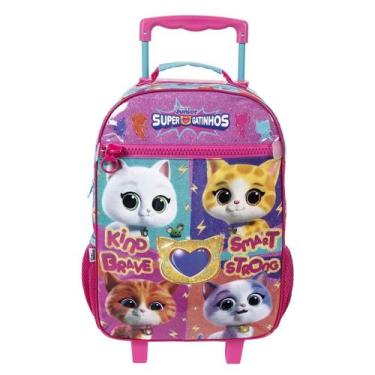 Imagem de Mala Escolar G C/ Rodinhas + Squeeze 340ml Infantil Menina Rosa Super 
