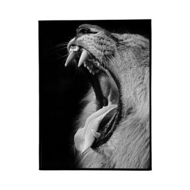 Imagem de Preto Branco Rei Leão Animal Cartaz Auto-adesivo À Prova Dwaterproof Á