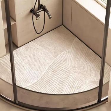 Imagem de Tapetes De Chuveiro De Bucha De Pvc Para Chuveiro Interno, Tapete De Chuveiro De Canto Com Orifício De Drenagem, Tapete De Chuveiro De Secagem Rápida Antiderrapante P, F, 65x65cm(26x26inch)