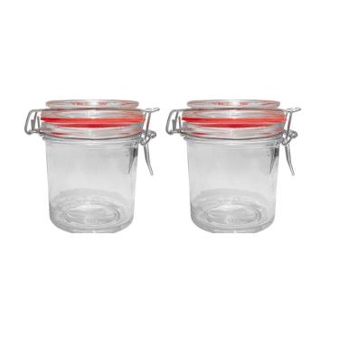 Imagem de Kit 2 Potes Hermético Vidro Trava Metal 300Ml Class Home