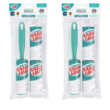 Imagem de Kit 2 Conjuntos Rolo Adesivo 3 Peças Remove Pelos Poeiras Flash Limp C