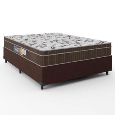 Imagem de Cama Box Casal Colchão Espuma Orthoface Polar 138x188x63cm Marrom Supo