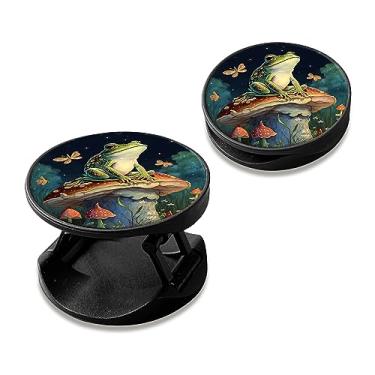 Imagem de RWUTYTIUL Pacote com 2 suportes de capa de telefone para dedos, pop it para telefone, cabo de telefone com suporte expansível compatível com todos os telefones e tablets, sapo cogumelo