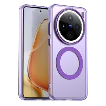 Imagem de Pzwoxukhov Capa compatível com Vivo X200 Pro 5G, suporta carregamento sem fio, capa magnética à prova de choque, compatível com Vivo X200 Pro 5G capa roxa