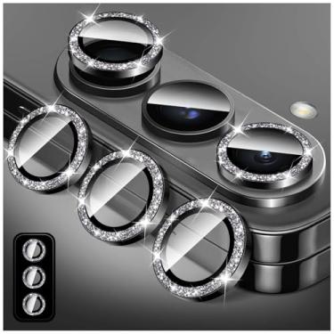 Imagem de LucBuy Protetor de lente de câmera Bling para Samsung Galaxy Z Fold 4, adesivos de filme de cobertura de câmera de vidro temperado, protetor de tela de anel de metal individual de alinhamento