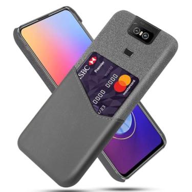 Imagem de Capa para Asus Zenfone ZS630KL,Tela e tampa de couro PU,Antideslizante,360°cobertura completa à prova de choque com 1 slot de cartão atrás,Prevenção de queda-Gray