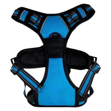 Imagem de Peitoral Coleira Super Reforçada Refletiva C/Regulagem Cachorro Grande e Médio Porte(Azul,GG (XL))