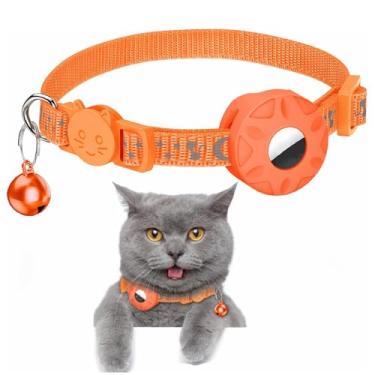 Imagem de Coleira de gato/cachorro para rastreador de AirTag, estojo com sino (laranja)