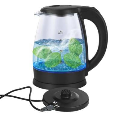 Imagem de Chaleira Elétrica de Vidro Voltagem 110V, Capacidade 1,8L, com Iluminação LED Azul, Base Removível, Desligamento Automático