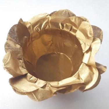 Imagem de 40 Forminhas para Doces e Brigadeiros Finos Formato Flor Casamento Festas Eventos(BRONZE)