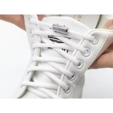 Imagem de Cadarço Elástico sem amarrar 1 Par Fecho Rosca Metal Cordão - Genérico