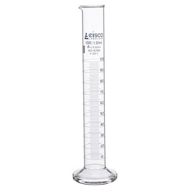 Imagem de Eisco Cilindro de medição, 100 ml - Classe A, tolerância: ± 0,50 ml - vidro borossilicato, graduações azuis - base redonda - laboratórios