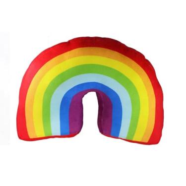 Imagem de Lioong Almofada de arco-íris fofa de 34,8 cm para meninas e crianças, para decoração de quarto de carro, cama, cadeira de quarto, vermelha