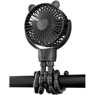 Imagem de buywoo Mini ventilador de carrinho portátil, pequeno refrigerador pessoal recarregável com rotação de 360°, essenciais para bebê para assento de carro, berço, bicicleta, esteira, acessórios de