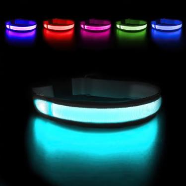 Imagem de MASBRILL Coleiras para cães iluminadas – Coleira de cachorro com LED recarregável, leve, resistente à água, caminhadas noturnas, que brilham no escuro