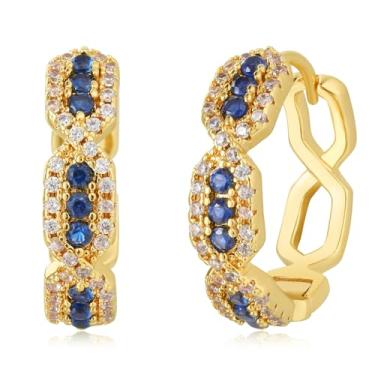 Imagem de BENEIGE Brinco de argola de ouro delicado banhado a ouro 14 k com flor de zircão cúbico para dormir, brincos com pingente simples, estrela de borla, joia geométrica, presente para mulheres, Sem pedra