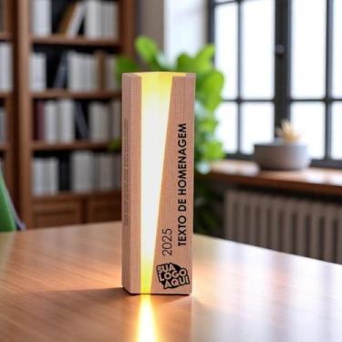 Imagem de Troféu Luminaria LED Madeira gravação a Laser 30cm - 4 Dimension, 25 u