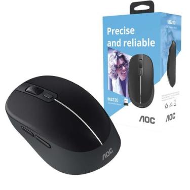 Imagem de Mouse Optico Sem Fio Aoc 2,4Ghz Office Preto 1600dpi Ms220B