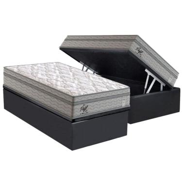 Imagem de Cama Box Baú Solteiro: Colchão Molas Bonnel Probel Ensacadas Perfil Springs + Base CRC Suede Gray (88x188)