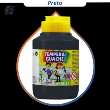 Imagem de Tinta Guache Acrilex 250 ml - Cores, Tinta Guache Preto