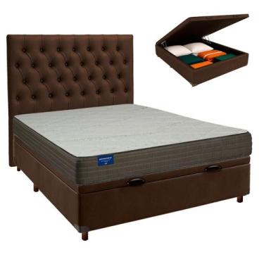 Imagem de Cama Box Bau + Colchão Casal D33 Orthotech Inducol + Cabeceira Estofad