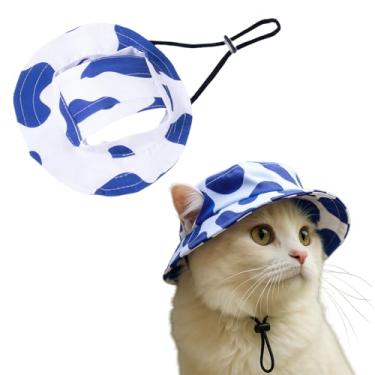 Imagem de Chapéu de sol para cães, 1 peça, chapéu balde de princesa ajustável com orifícios para orelhas, aba redonda para cães, chapéu de pescador para filhotes, cães pequenos, gatos, esportes ao ar livre