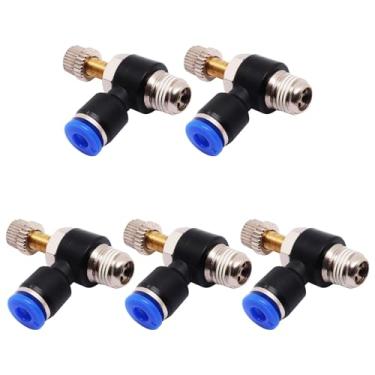 Imagem de S SYDIEN 5 peças de acessórios de mangueira de ar de conexão rápida pneumática, tubo OD 4 mm x 1/20.3 cm NPT rosca macho para conectar acessórios, válvula de controle de fluxo de ar pneumático