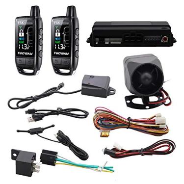 Imagem de Sistema de alarme de carro EASYGUARD EC206-B de 2 vias com pager LCD recarregável alarme de vibração e alerta de liberação remota, entrada sem chave 868Mhz DC12V