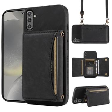 Imagem de Dswteny Capa de telefone para Samsung Galaxy A56 5G capa carteira com alça de ombro transversal, suporte de cartão de crédito de couro PU bolso fino suporte celular bolsa flip para celular A 56 56A
