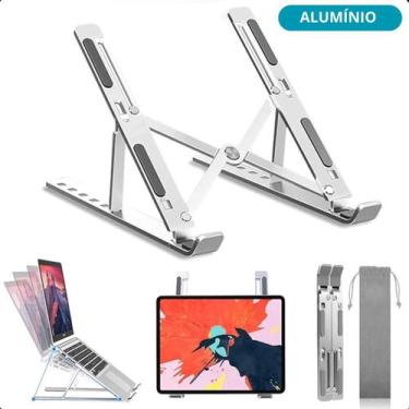 Imagem de Suporte Ergonômico Profissional Para Notebook Dobrável Prata - FAZA