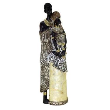 Imagem de Figura Decorativa Estatueta Casal Africana 33 x 10 x 7 Cm - 83-851 - M