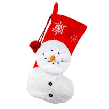 Imagem de Meia de boneco de neve vermelha e branca de pelúcia Kurt Adler 50,8 cm